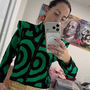 Vibrant Green and Black Women's Hoodie